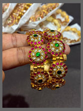 Jadau Flower Bangles With Screw Openable - BG00141